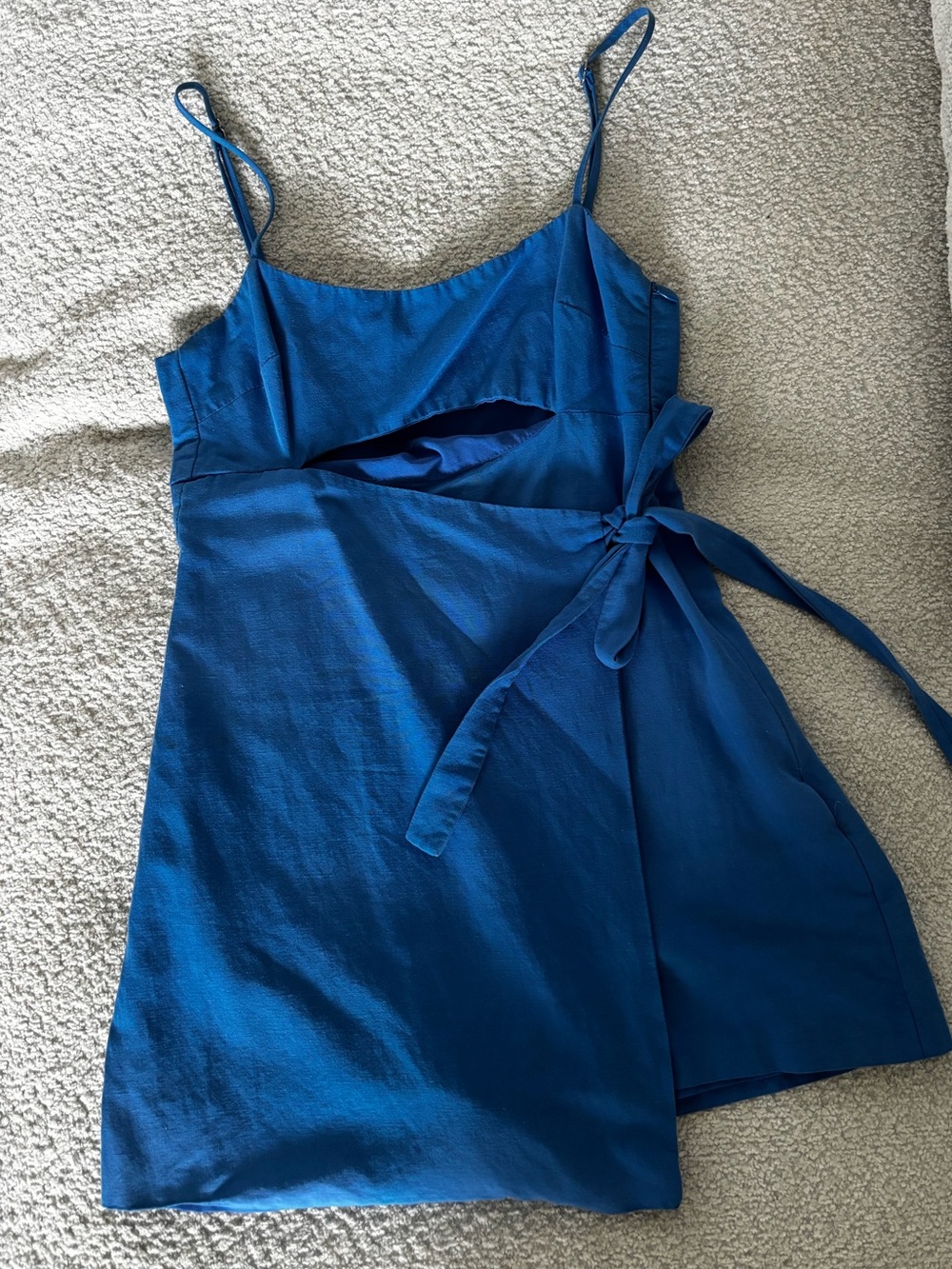 Zara Royal Blue Spaghetti-Strap Wrap Mini Dress